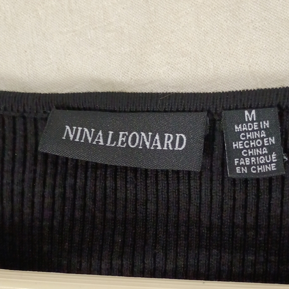 Nina Leonard, Elegant Black Long Sleeve Dress - Picture 2 of 7